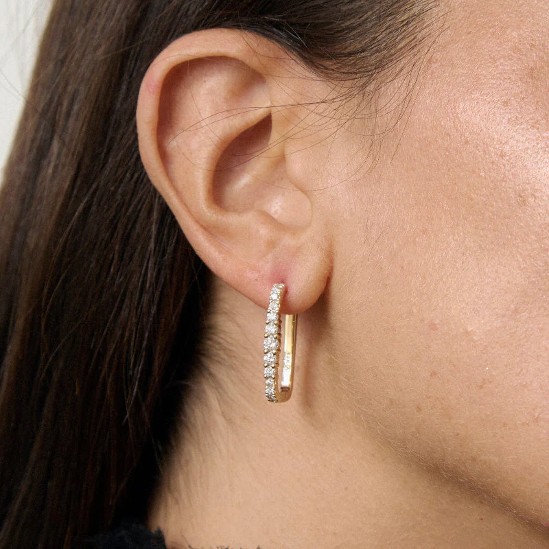 1 Carat Diamond Rectangle Hoop Earrings - 14K Gold | VS Clarity Lab Grown Diamonds