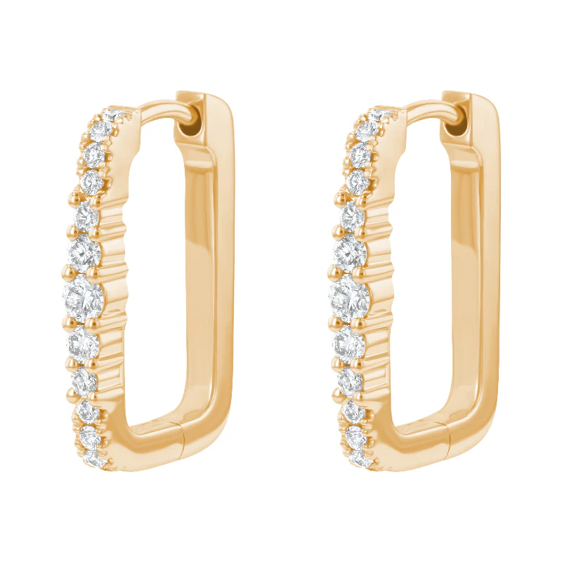 1 Carat Diamond Rectangle Hoop Earrings - 14K Gold | VS Clarity Lab Grown Diamonds - Image 2