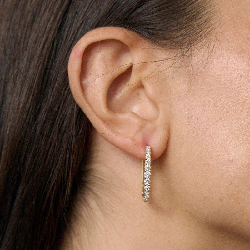 1 Carat Diamond Rectangle Hoop Earrings - 14K Gold | VS Clarity Lab Grown Diamonds - Image 3