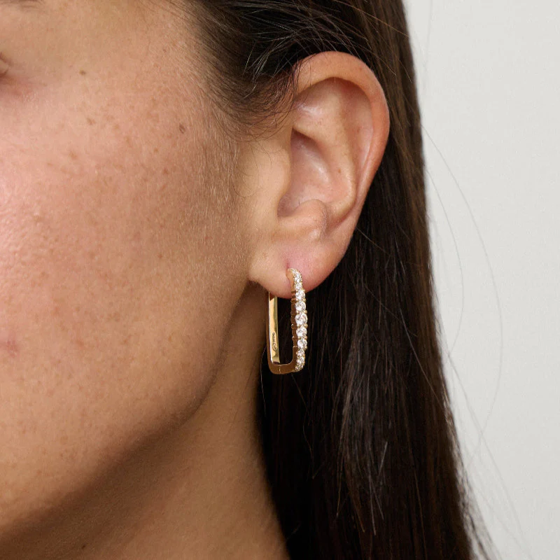 1 Carat Diamond Rectangle Hoop Earrings - 14K Gold | VS Clarity Lab Grown Diamonds - Image 5