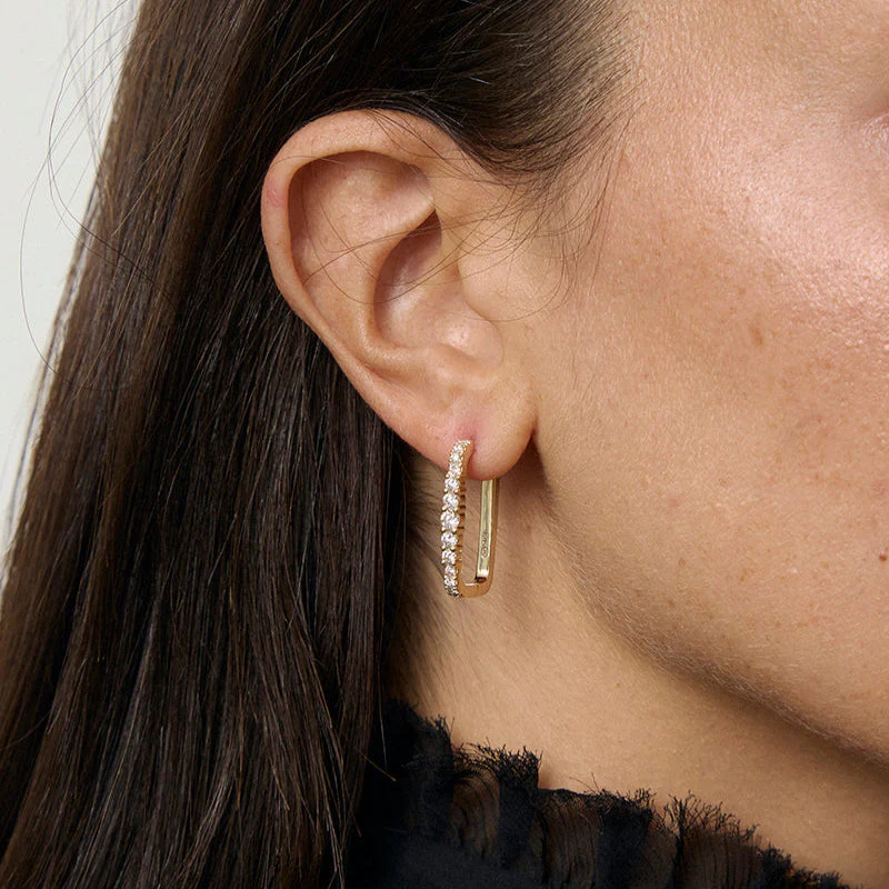 1 Carat Diamond Rectangle Hoop Earrings - 14K Gold | VS Clarity Lab Grown Diamonds - Image 7