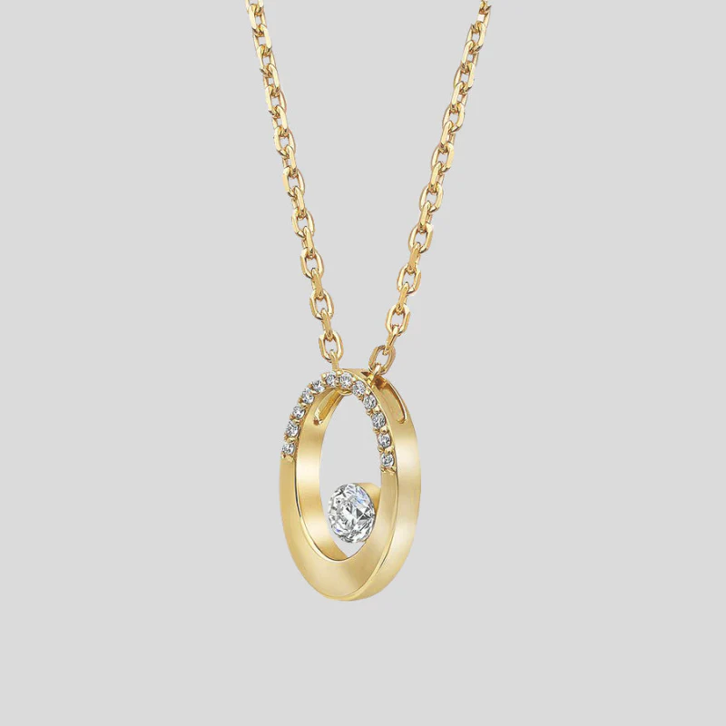Oval Floating Diamond Necklace - 18K Gold | VS Clarity Natural Diamonds - Image 3