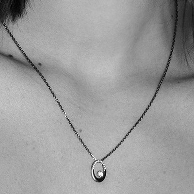 Oval Floating Diamond Necklace - 18K Gold | VS Clarity Natural Diamonds - Image 4