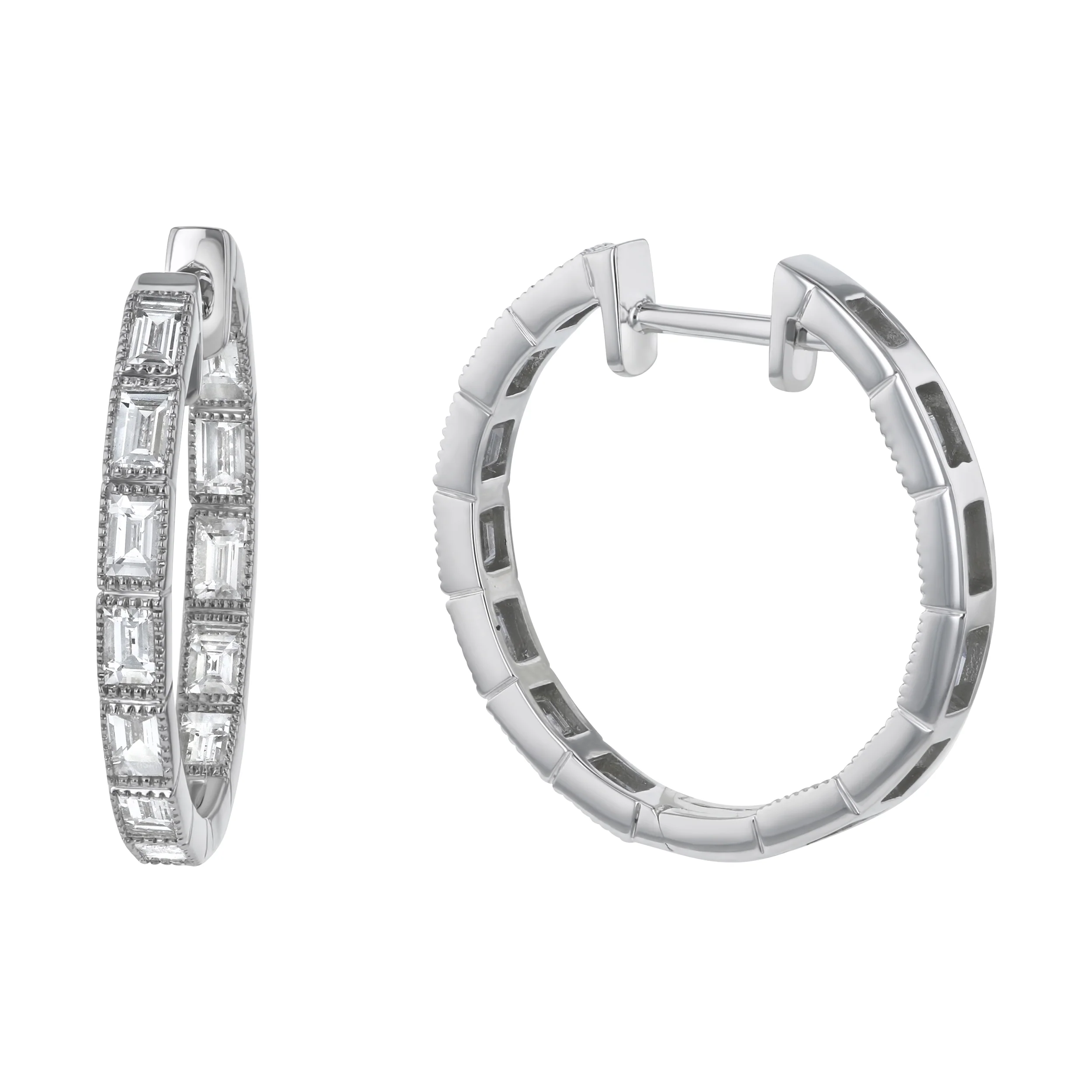 1.5 Carat Inside-Out Baguette Diamond Hoops - 18K Gold | VS Clarity - Image 4