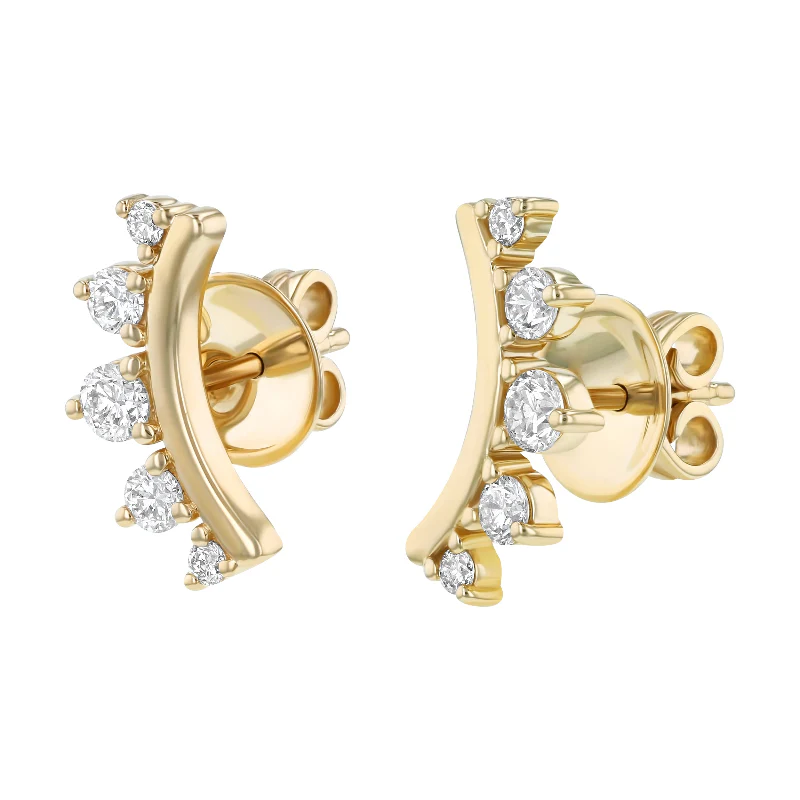 Diamond Curved Helix Climber Earrings - 18K Gold | VS Clarity Natural Diamonds - Image 2