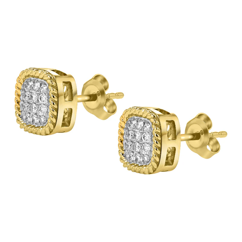 Diamond Cushion Studs with Rope Border - 18K Gold | VS Clarity - Image 7