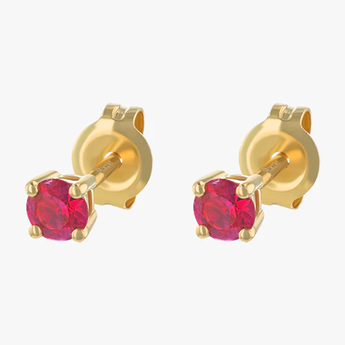 Ruby Stud Earrings - 18K Gold