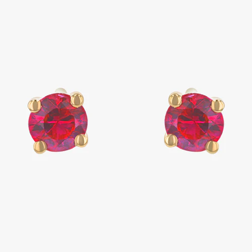 Ruby Stud Earrings - 18K Gold - Image 4