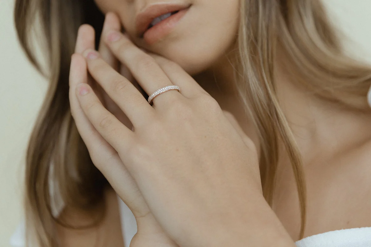 3 Row Pavé White Diamond Ring - 18K Gold | VS Clarity Natural Diamonds - Image 6
