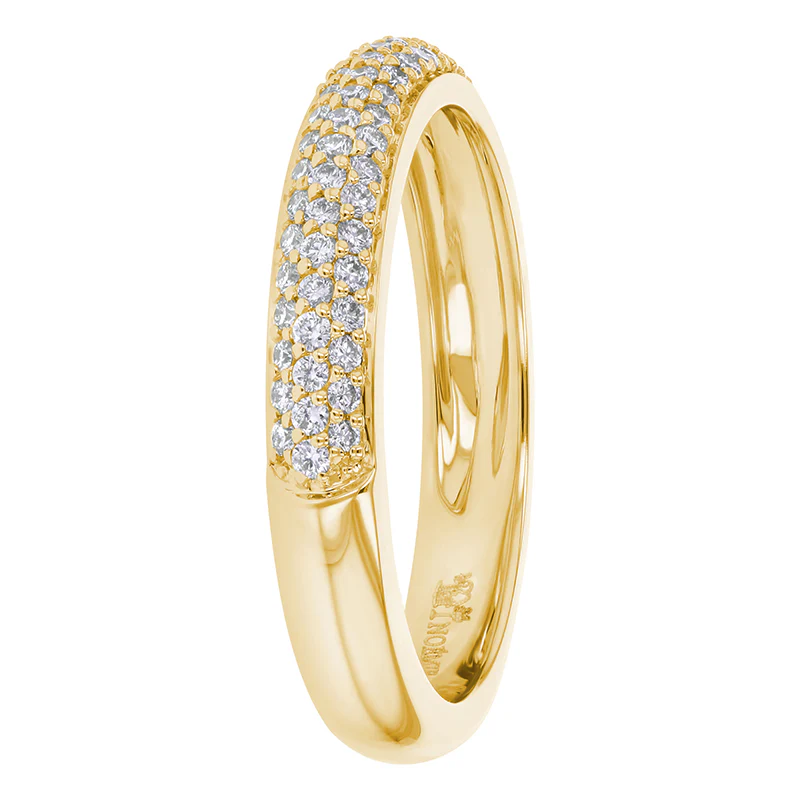 3 Row Pavé White Diamond Half Band - 18K Gold | VS Clarity Natural Diamonds - Image 10