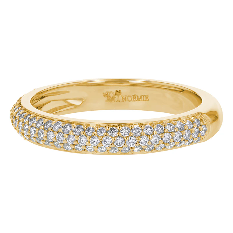 3 Row Pavé White Diamond Half Band - 18K Gold | VS Clarity Natural Diamonds - Image 3
