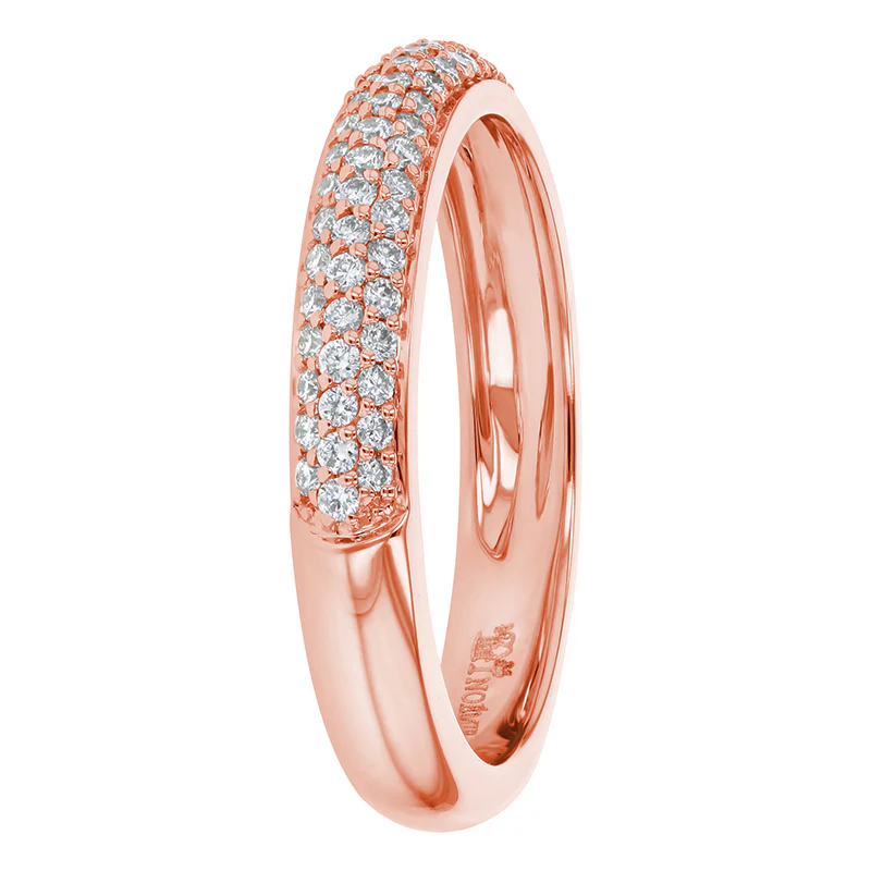3 Row Pavé White Diamond Half Band - 18K Gold | VS Clarity Natural Diamonds - Image 8