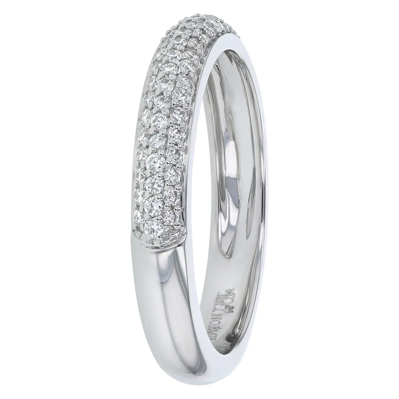 3 Row Pavé White Diamond Half Band - 18K Gold | VS Clarity Natural Diamonds - Image 9