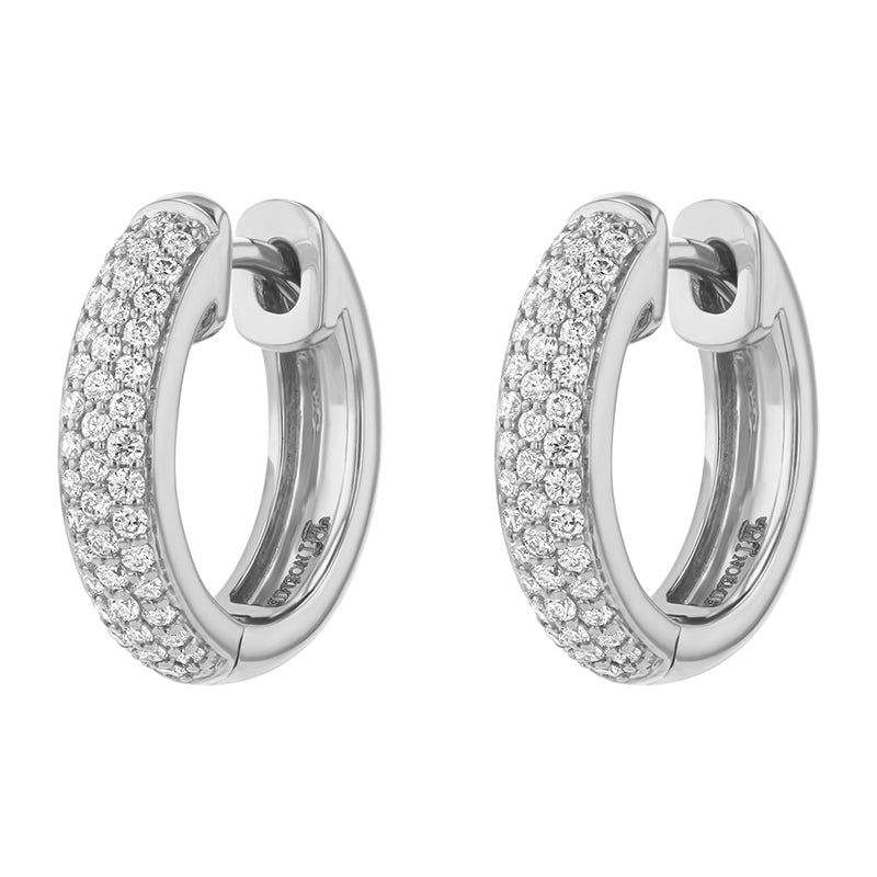 3 Row Pavé White Diamond Earrings - 18K Gold | VS Clarity Natural Diamonds - Image 3