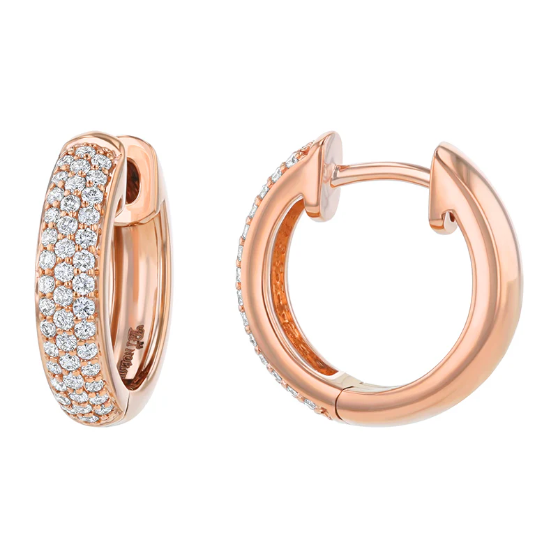 3 Row Pavé White Diamond Earrings - 18K Gold | VS Clarity Natural Diamonds - Image 4