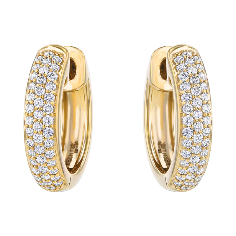3 Row Pavé White Diamond Earrings - 18K Gold | VS Clarity Natural Diamonds - Image 6
