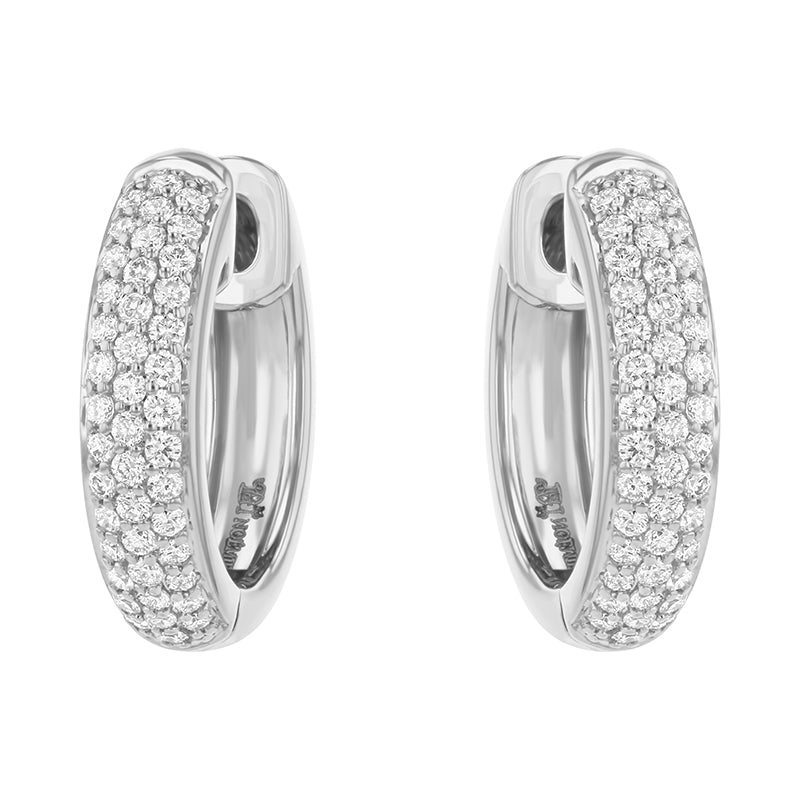 3 Row Pavé White Diamond Earrings - 18K Gold | VS Clarity Natural Diamonds - Image 7