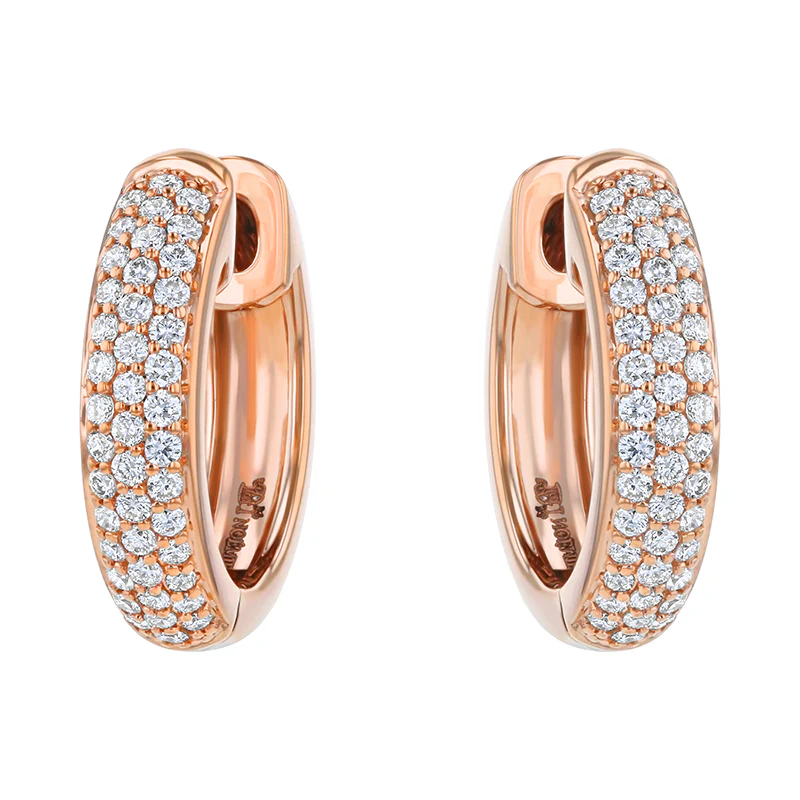 3 Row Pavé White Diamond Earrings - 18K Gold | VS Clarity Natural Diamonds - Image 8