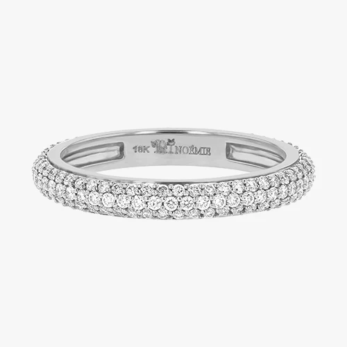 3 Row Pavé White Diamond Ring - 18K Gold | VS Clarity Natural Diamonds - Image 3