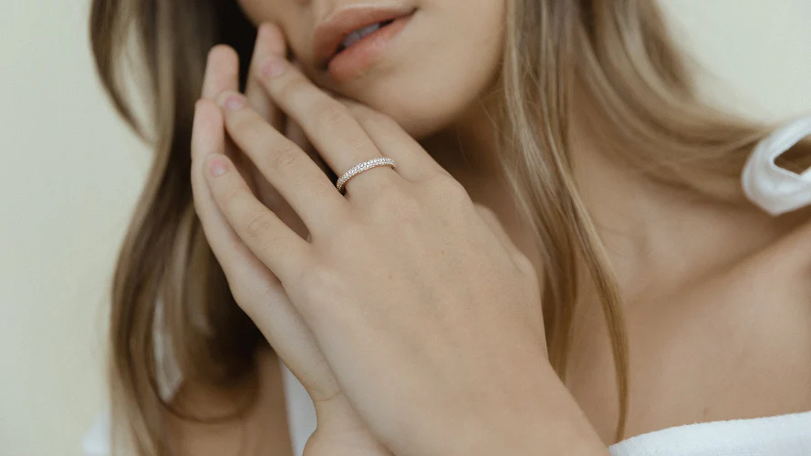 3 Row Pavé Ring - 14K Gold | VS Clarity Lab Grown Diamonds - Image 6