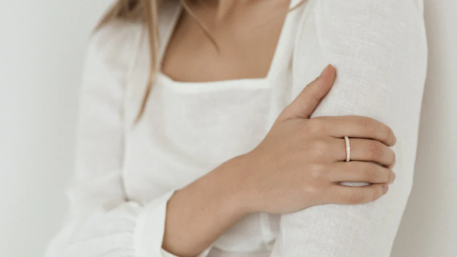 3 Row Pavé Ring - 14K Gold | VS Clarity Lab Grown Diamonds - Image 8