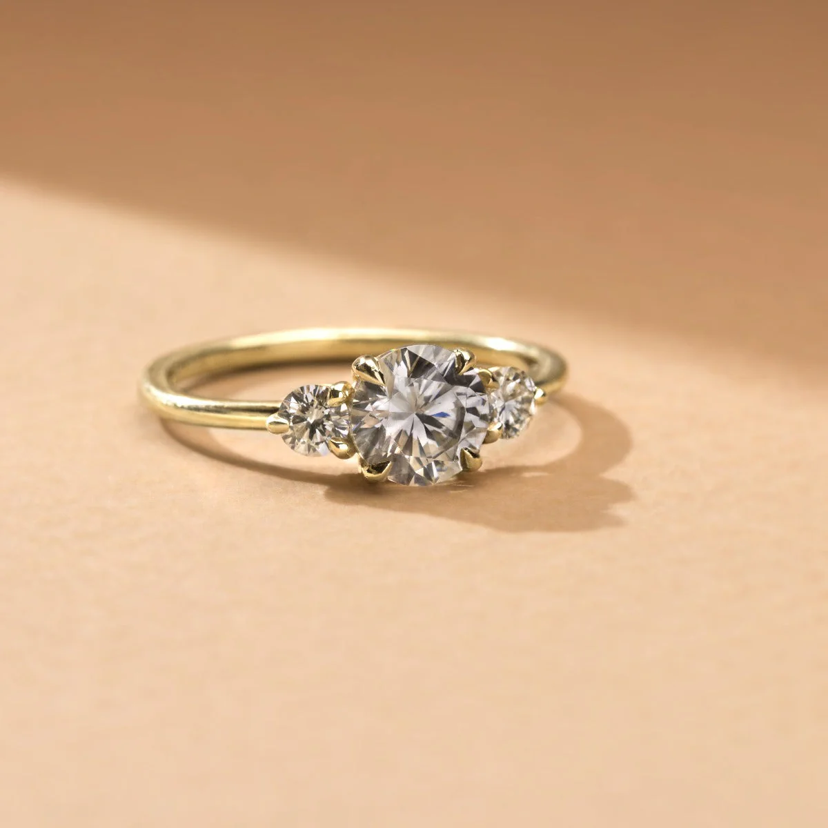 3-Stone Round Diamond Engagement Ring - 18K Gold - Image 10