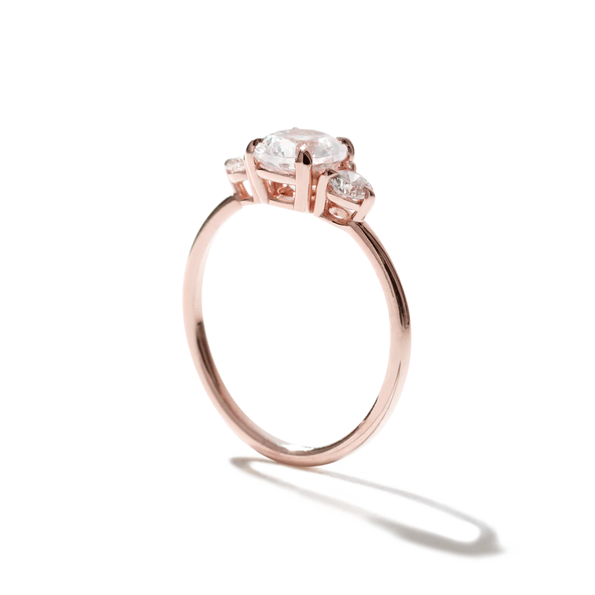 3-Stone Round Diamond Engagement Ring - 18K Gold - Image 6
