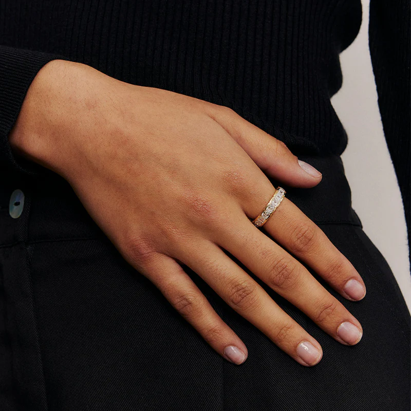 Asscher Cut Diamond Eternity Band Ring - 18K Gold | VS Clarity Natural Diamonds