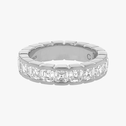 Asscher Cut Diamond Eternity Band Ring - 18K Gold | VS Clarity Natural Diamonds - Image 3