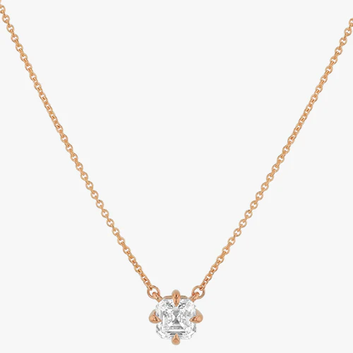 Asscher Cut Diamond Solitaire Pendant - 18K Gold - Image 3