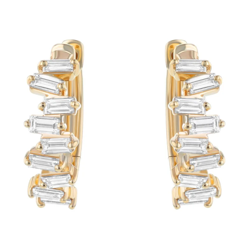 Baguette Cluster Hoop Earring - 14K Gold | VS Clarity Lab Grown Diamonds - Image 2