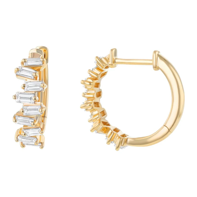 Baguette Cluster Hoop Earring - 14K Gold | VS Clarity Lab Grown Diamonds - Image 4