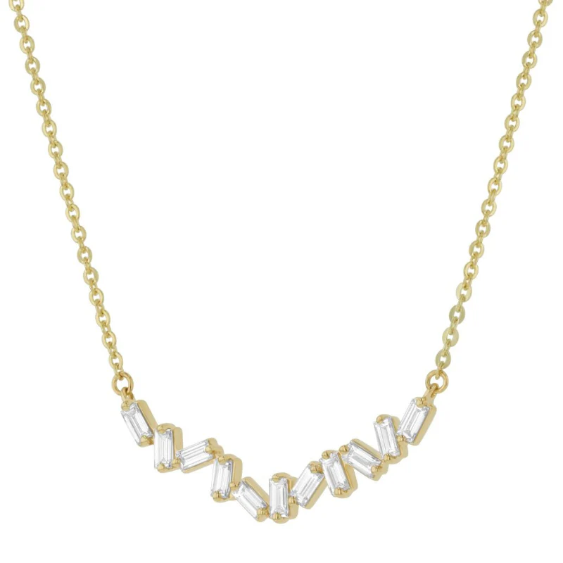 Baguette Cluster Necklace - 18K Gold | VS Clarity Natural Diamonds - Image 2