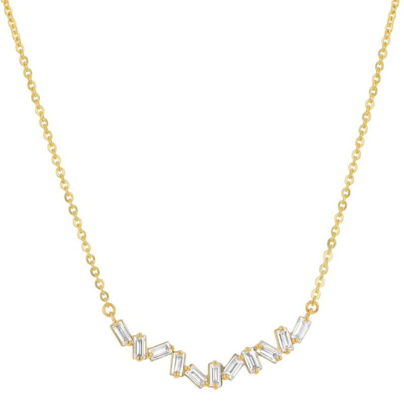 Baguette Cluster Necklace - 18K Gold | VS Clarity Natural Diamonds - Image 3