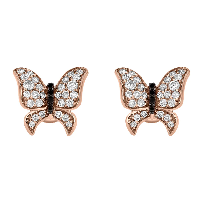Rose Gold Butterfly Stud Earrings - 14K Gold | VS Clarity Lab Grown Diamonds - Image 2