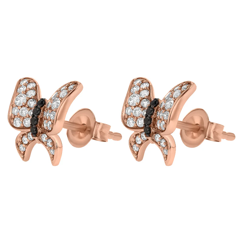 Rose Gold Butterfly Stud Earrings - 14K Gold | VS Clarity Lab Grown Diamonds - Image 4