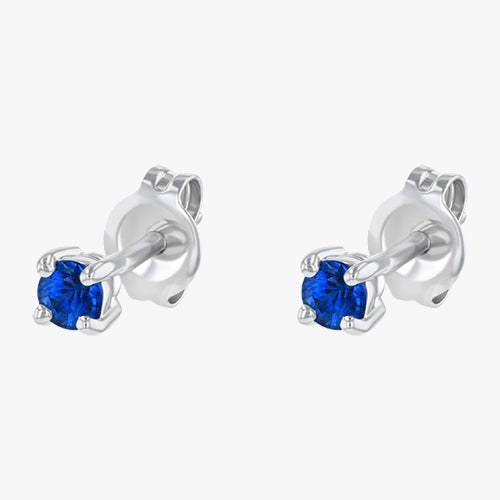 White Gold Blue Sapphire Studs - 18K Gold - Image 2