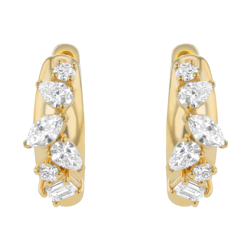 Confetti Diamond Multi Shape Hoop Earring - 14K Gold | VS Clarity Lab Grown Diamonds - Image 2