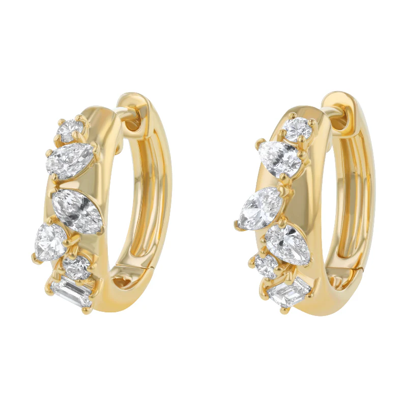 Confetti Diamond Multi Shape Hoop Earring - 14K Gold | VS Clarity Lab Grown Diamonds - Image 3