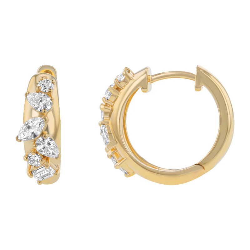 Confetti Diamond Multi Shape Hoop Earring - 14K Gold | VS Clarity Lab Grown Diamonds - Image 4