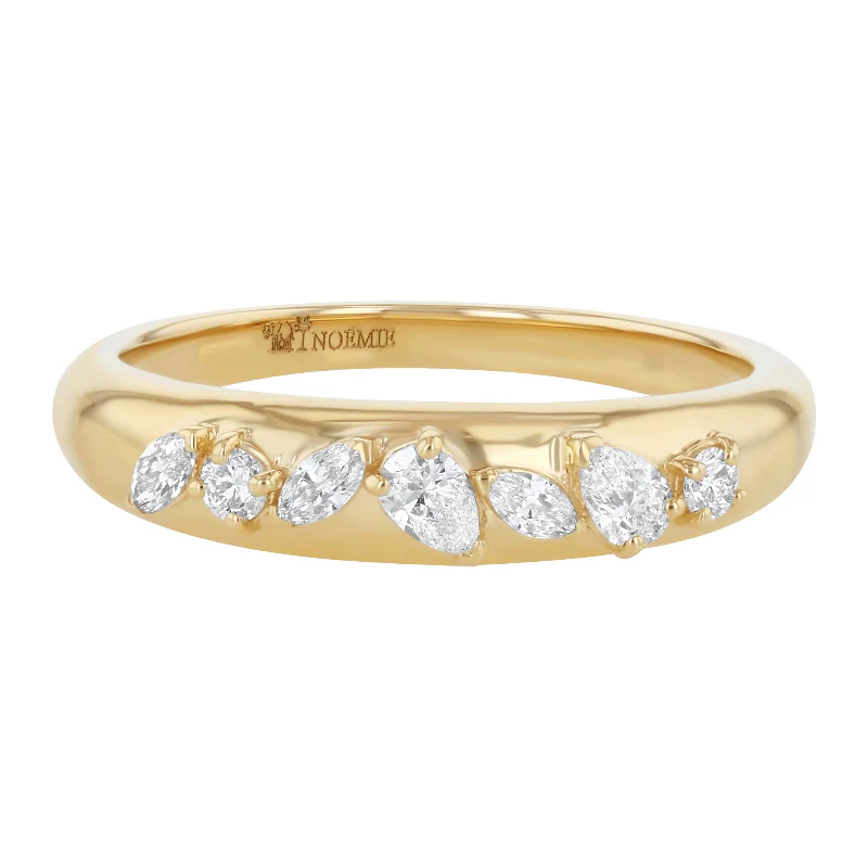 Confetti Diamond Multi Shape Single Row Ring - 18K Gold | VS Clarity Natural Diamonds