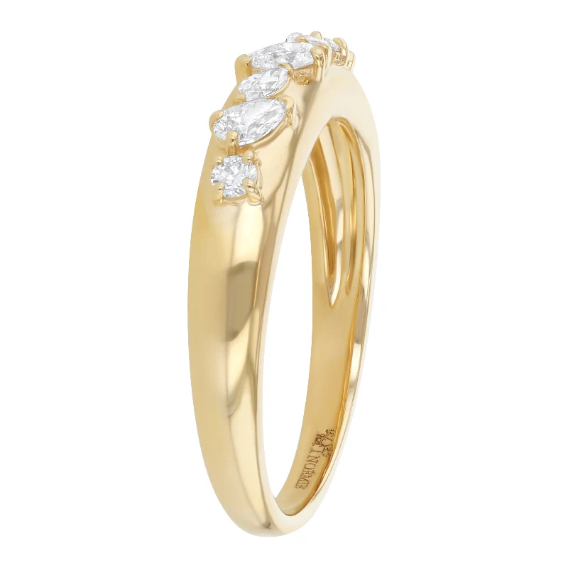 Confetti Diamond Multi Shape Single Row Ring - 18K Gold | VS Clarity Natural Diamonds - Image 2