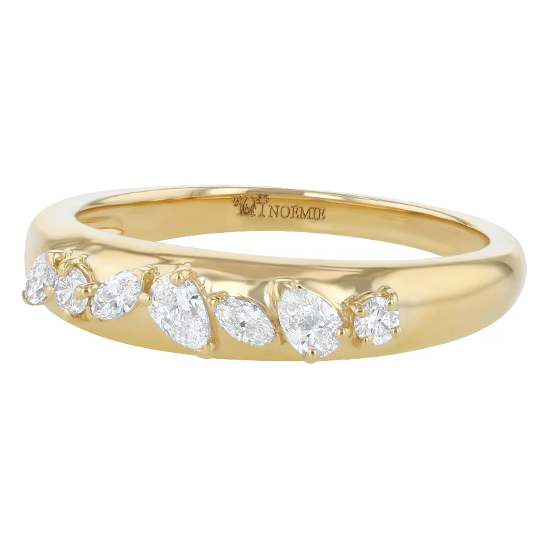 Confetti Diamond Multi Shape Single Row Ring - 18K Gold | VS Clarity Natural Diamonds - Image 3