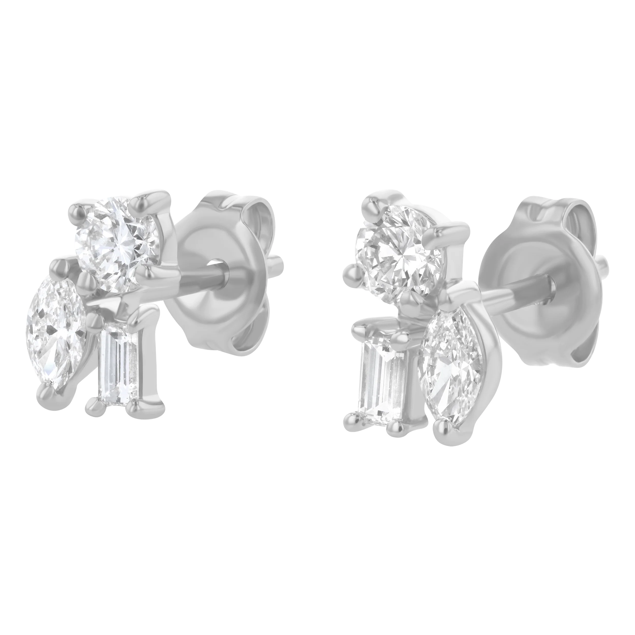 Confetti Diamond Multi Shape Stud Earrings - Sterling Silver | VS Clarity Lab Grown Diamonds - Image 3