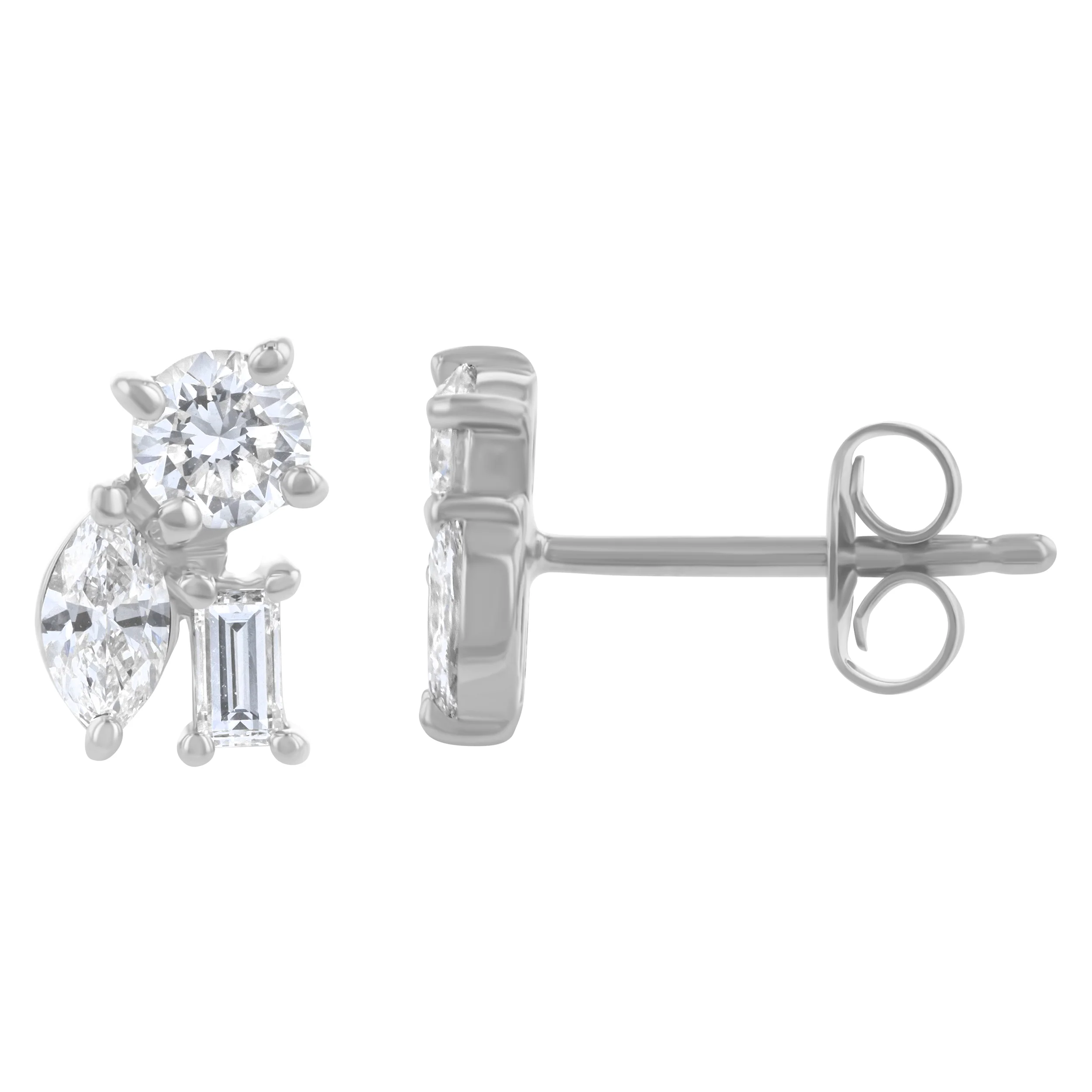 Confetti Diamond Multi Shape Stud Earrings - Sterling Silver | VS Clarity Lab Grown Diamonds - Image 4