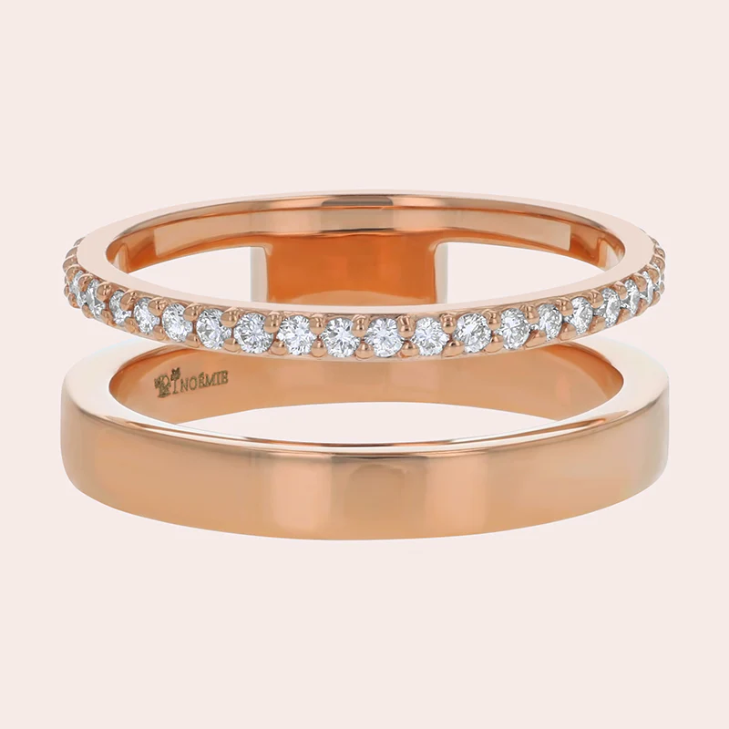 Connecting Gold and Diamond Ring - 18K Gold | VS Clarity Natural Diamonds - Image 3