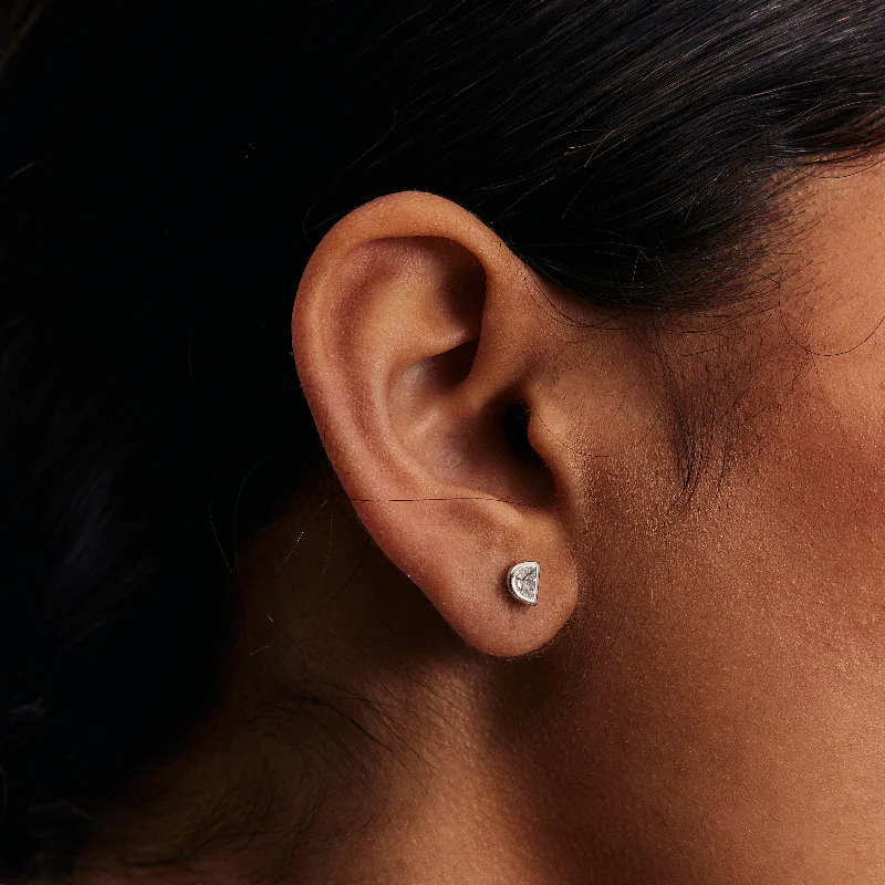 Half Cut Moon Diamond Studs - 18K Gold | VS Clarity Natural Diamonds - Image 3