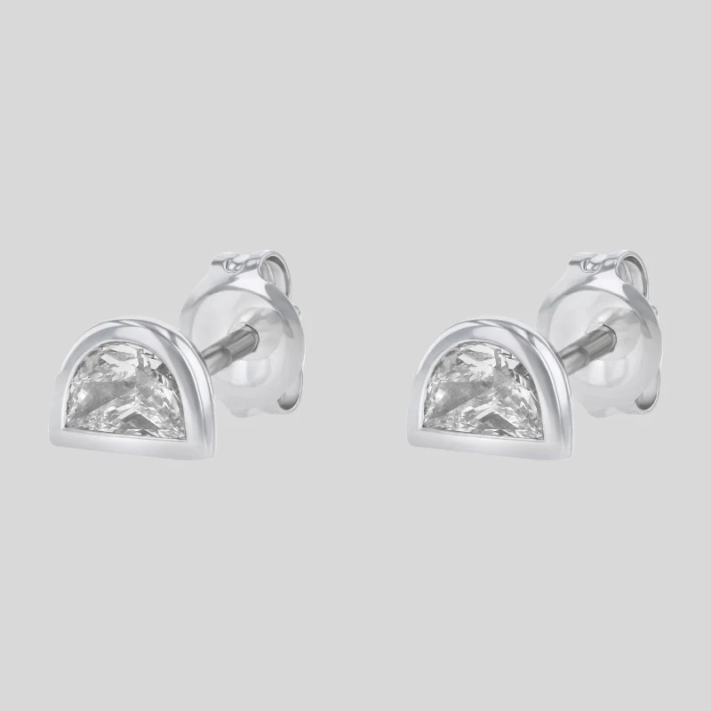 Half Cut Moon Diamond Studs - 18K Gold | VS Clarity Natural Diamonds - Image 4
