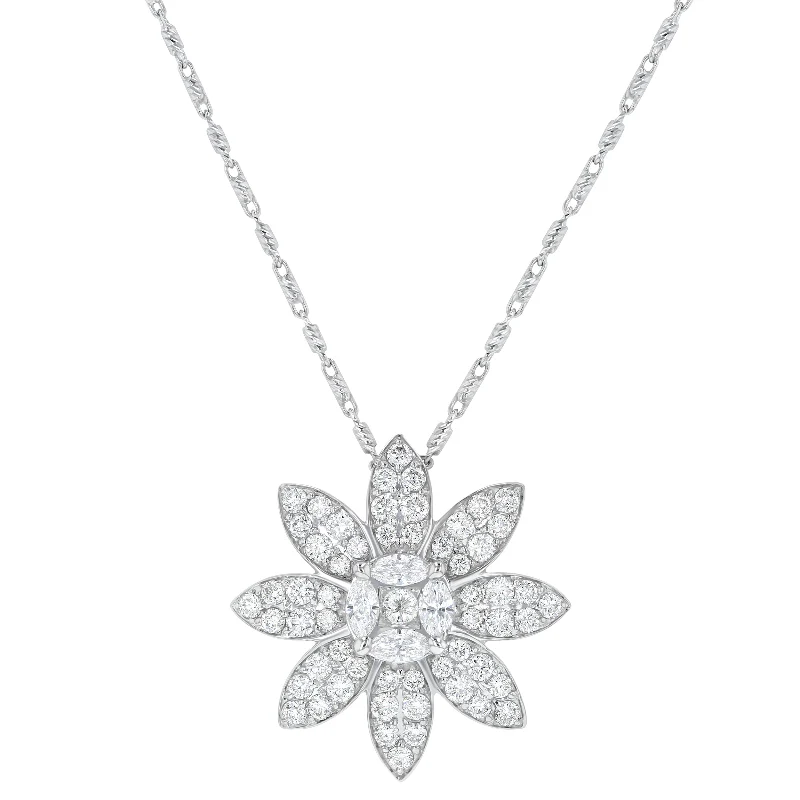 Cosmos Flower Petal Pendant Necklace - 18K Gold | VS Clarity Natural Diamonds