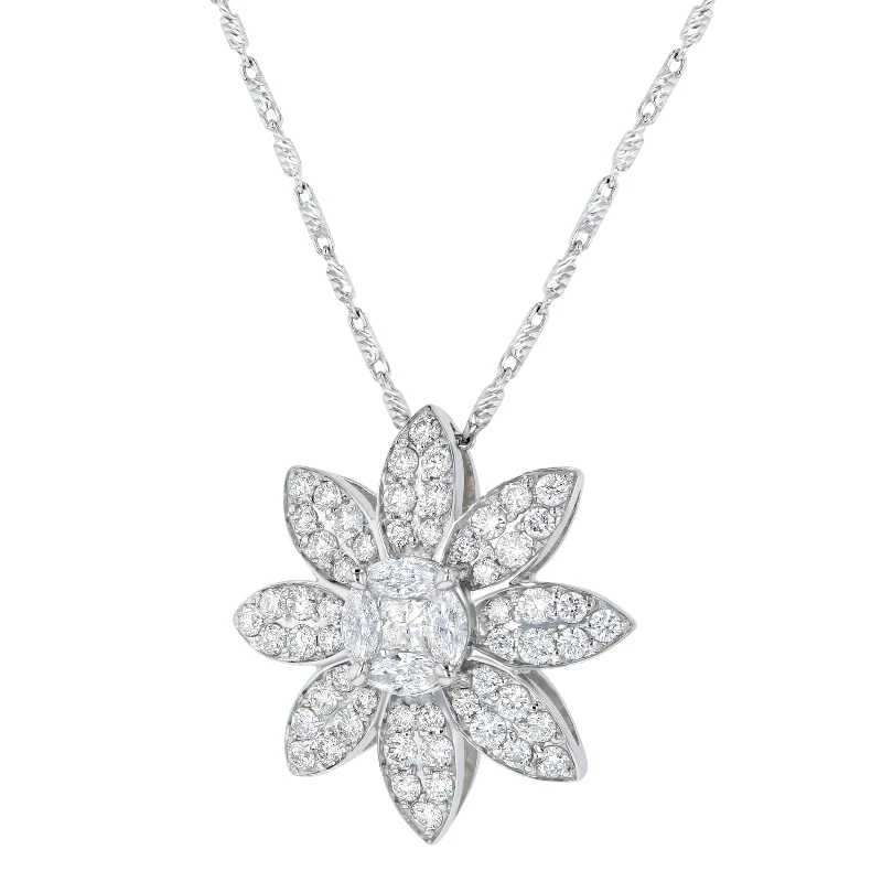 Cosmos Flower Petal Pendant Necklace - 18K Gold | VS Clarity Natural Diamonds - Image 3